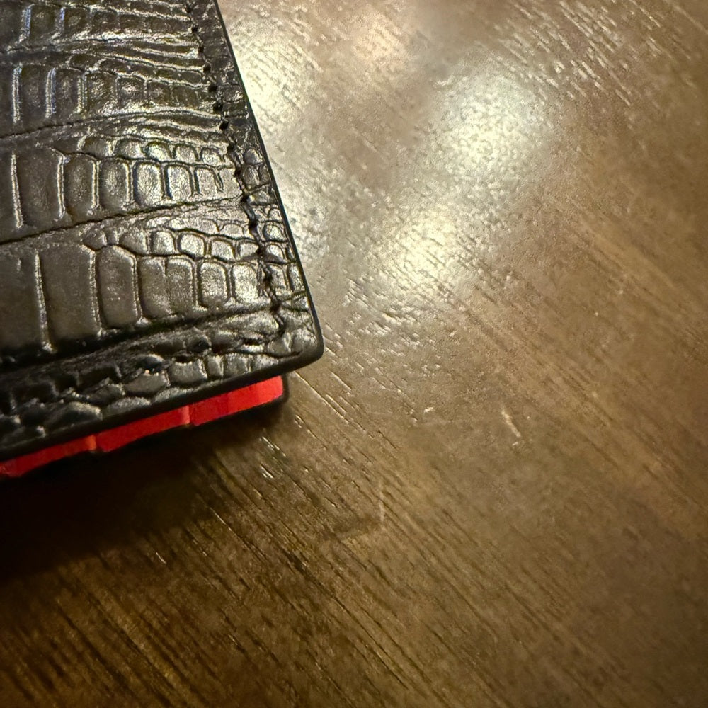 New Louboutin Embossed Bifold Card Wallet