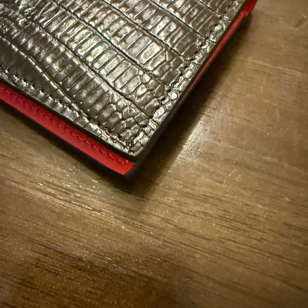 New Louboutin Embossed Bifold Card Wallet