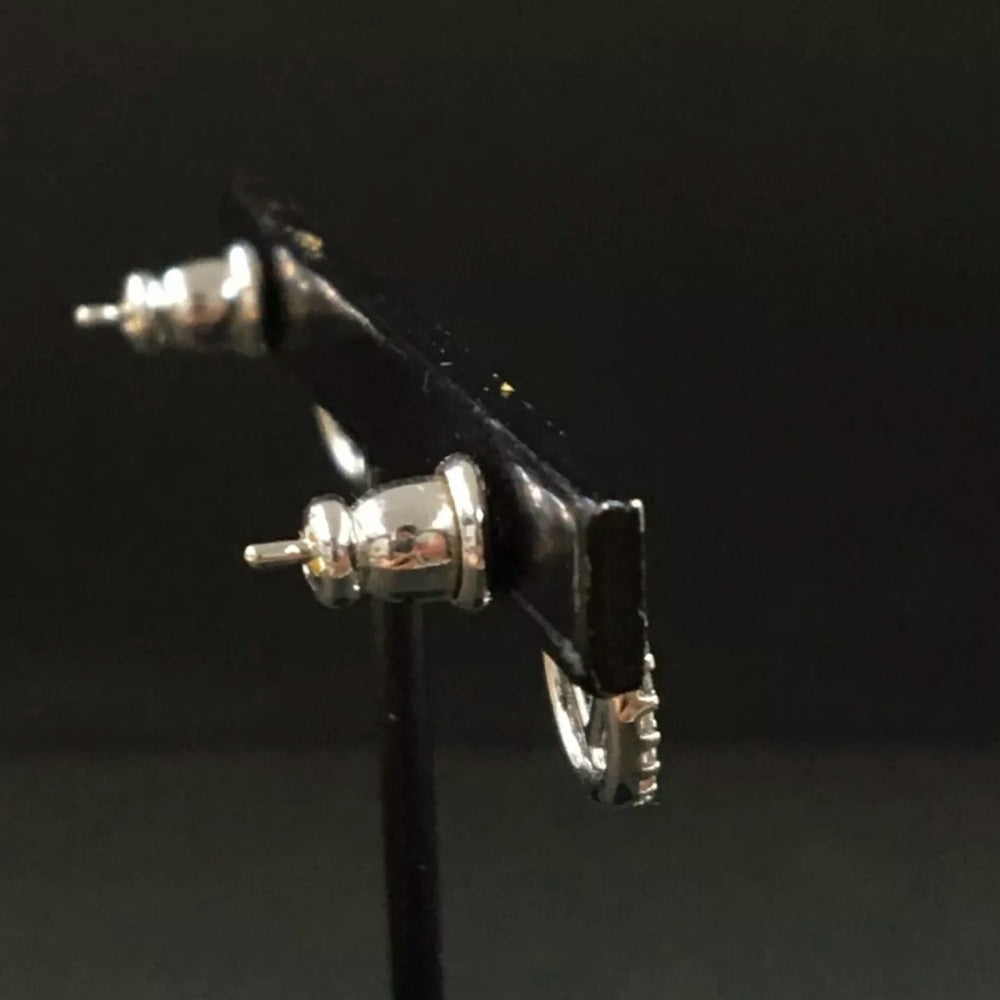 FENDI F is Fendi Rhinestone Silver Tone Pierced Earrings