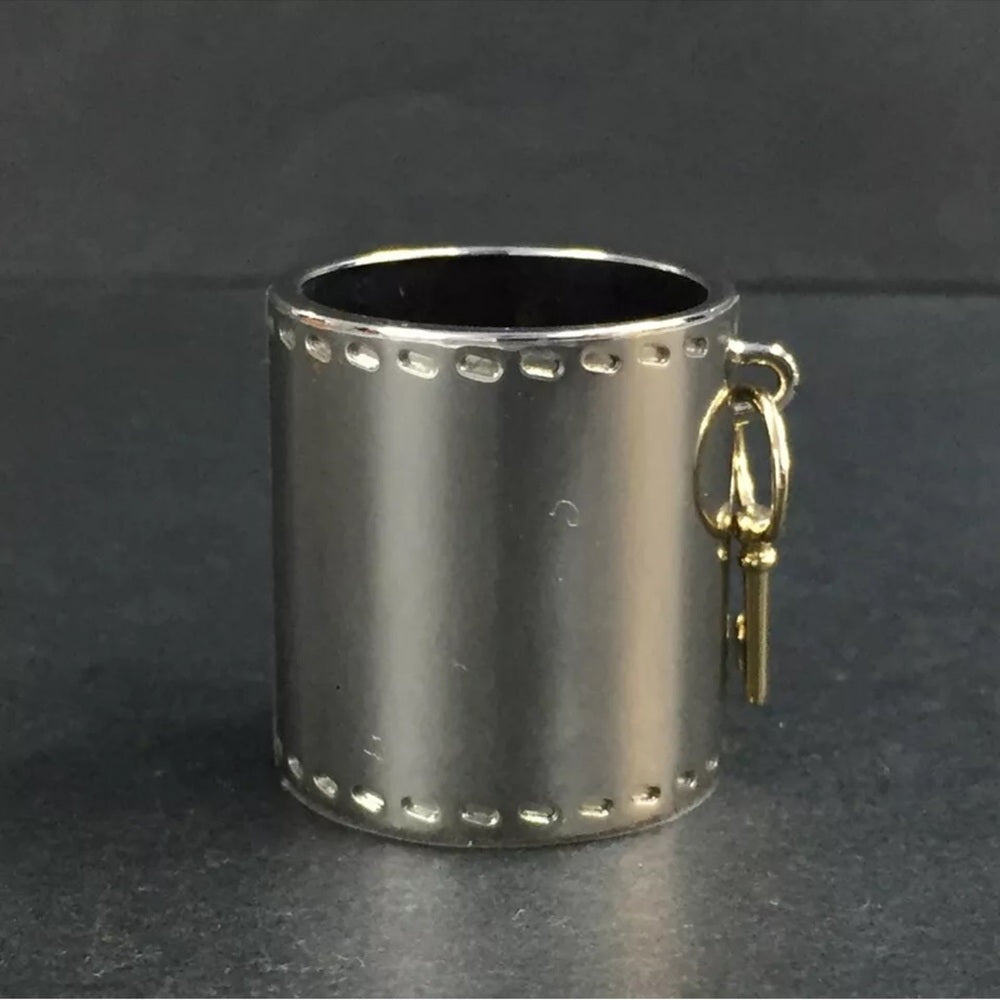 Hermes Key Charm Silver & Gold Tone Scarf Ring