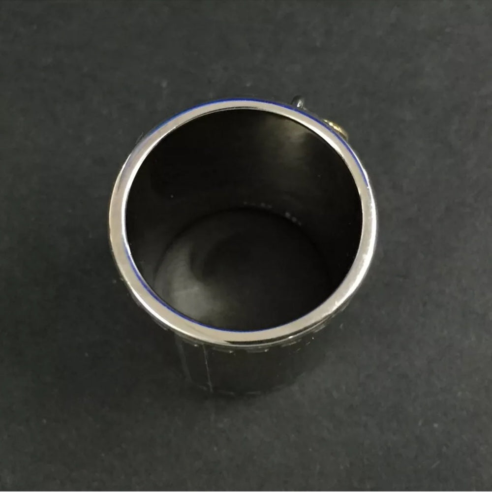 Hermes Key Charm Silver & Gold Tone Scarf Ring