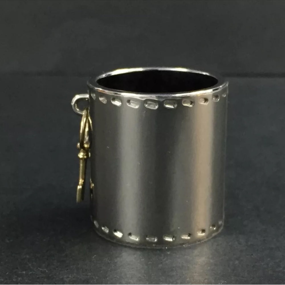 Hermes Key Charm Silver & Gold Tone Scarf Ring