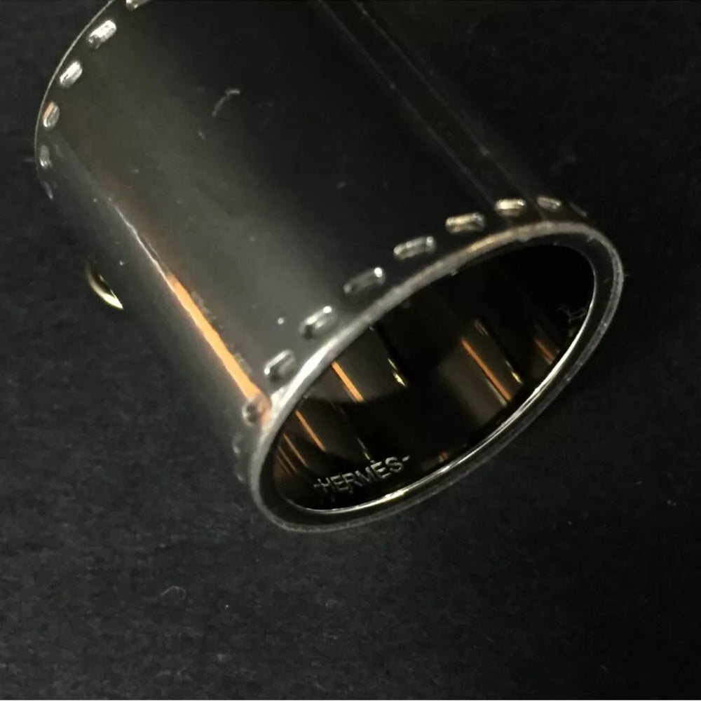 Hermes Key Charm Silver & Gold Tone Scarf Ring