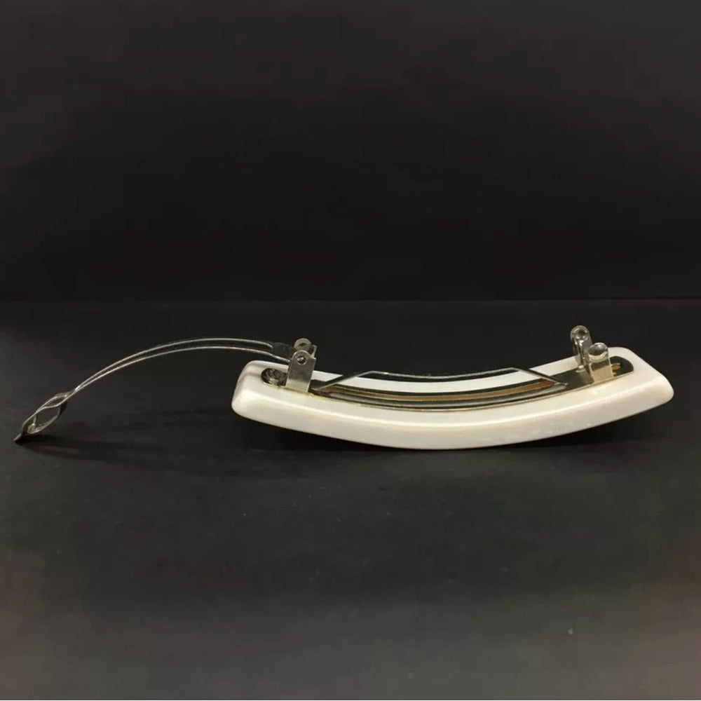 Chanel White and Silver Series 99A Hair Barrette