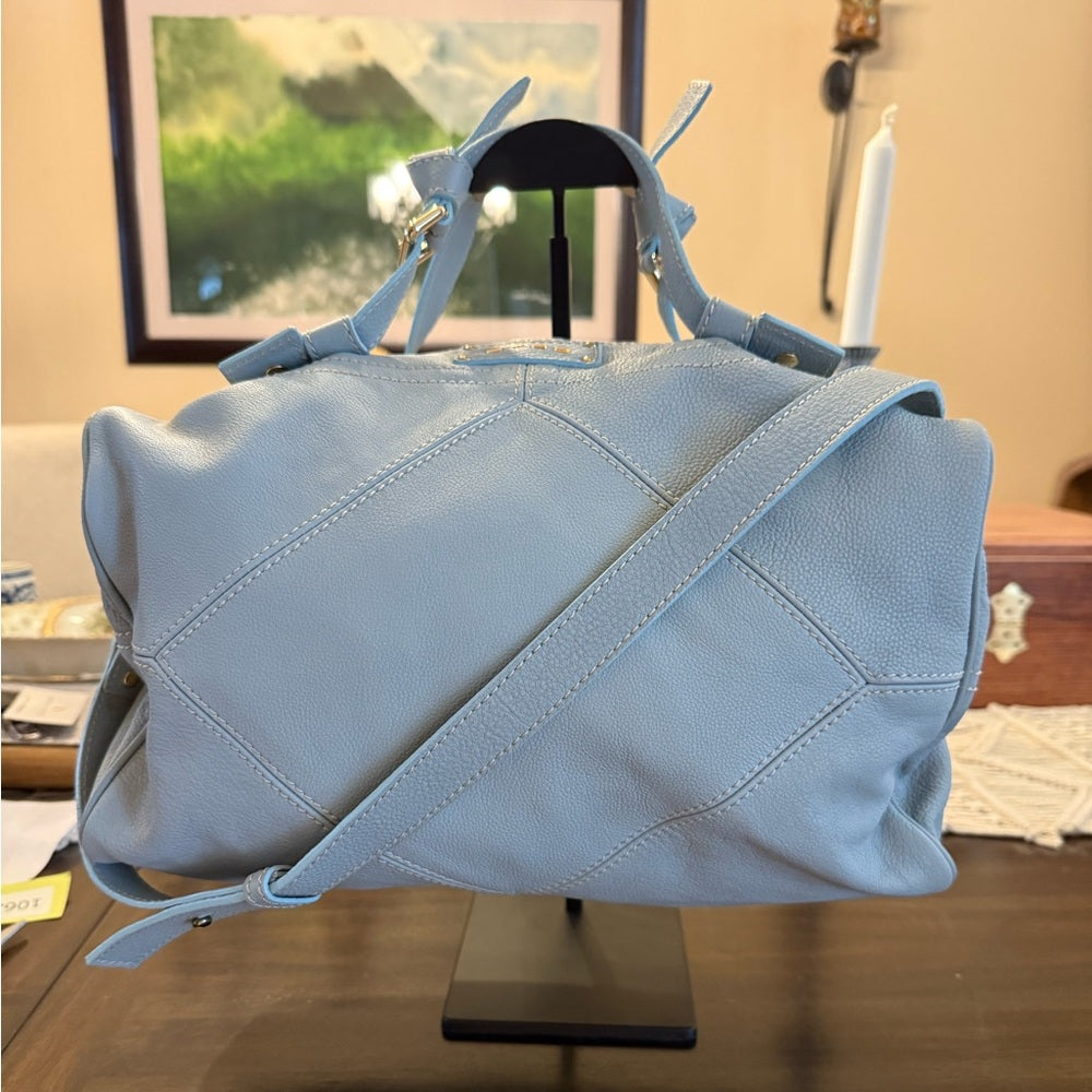 Etro Rare Light Blue Leather Two Way Bag