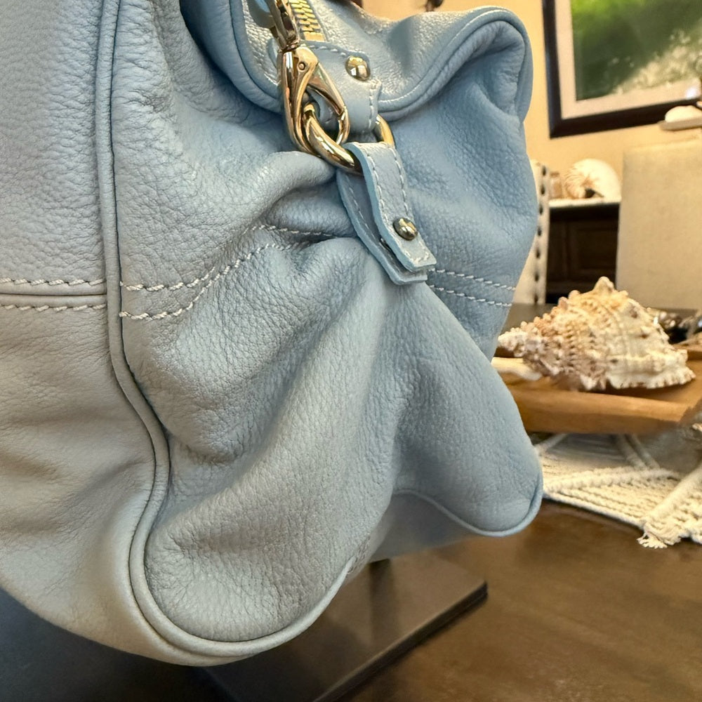 Etro Rare Light Blue Leather Two Way Bag