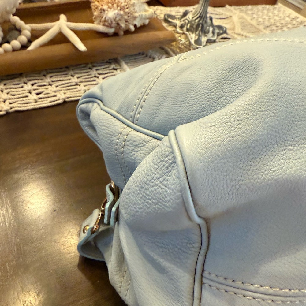 Etro Rare Light Blue Leather Two Way Bag