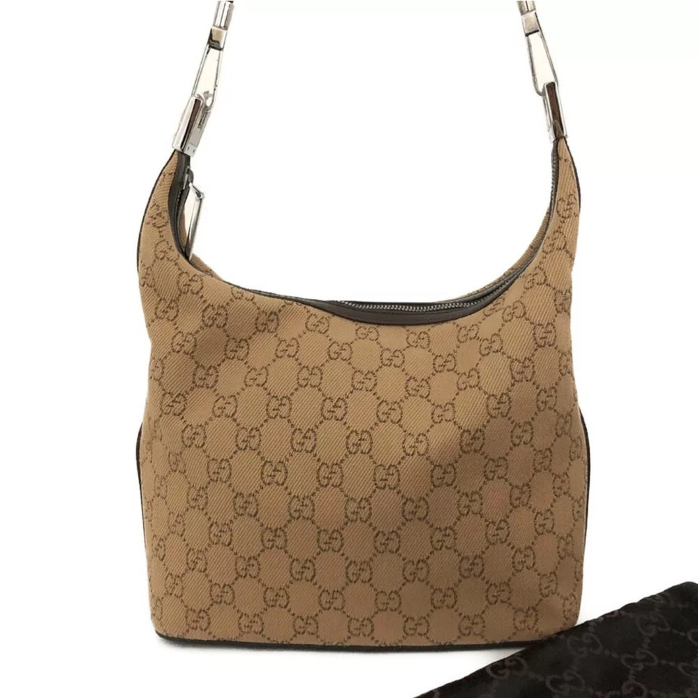 Beautiful Gucci GG Canvas and Leather Hobo Shoulder Bag