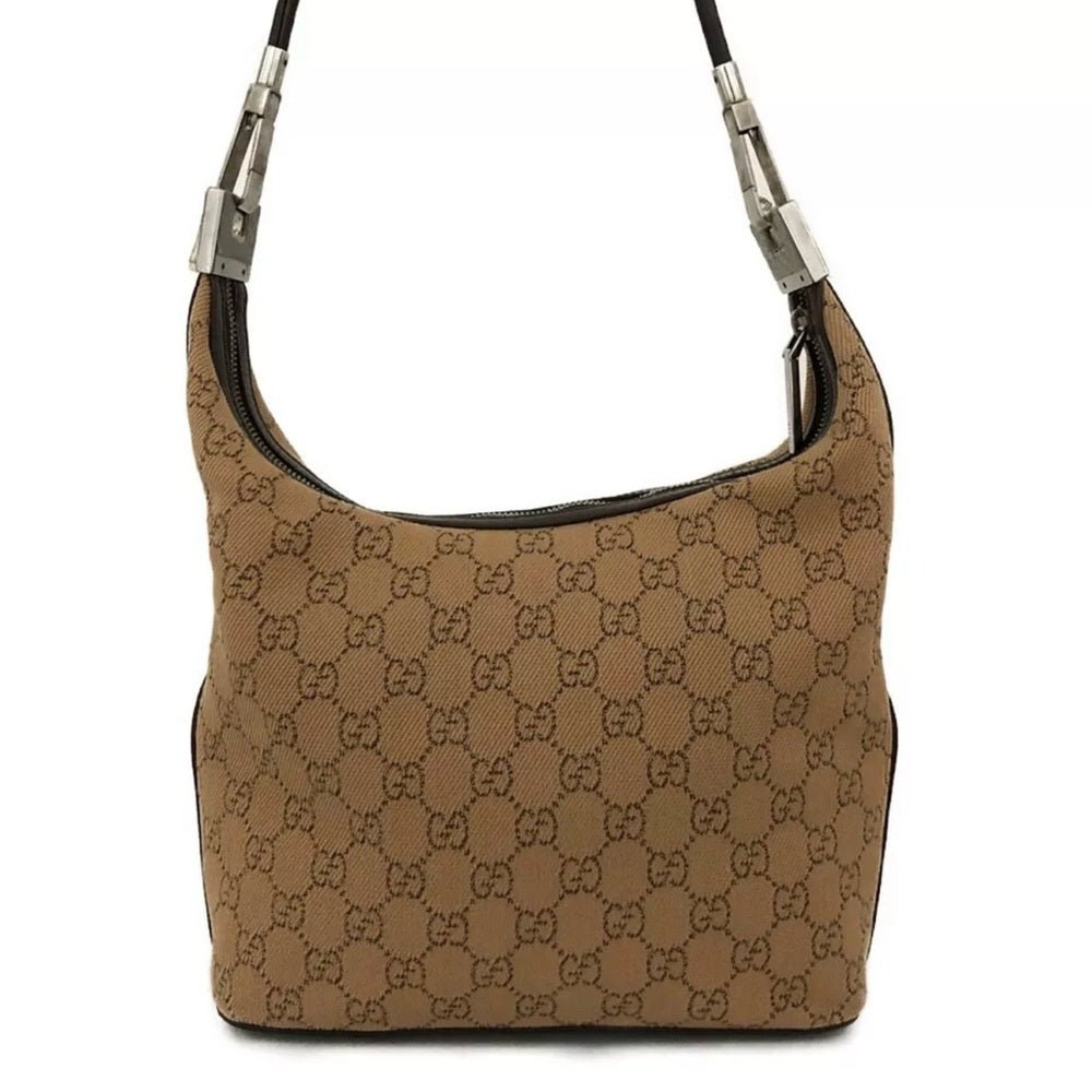 Beautiful Gucci GG Canvas and Leather Hobo Shoulder Bag