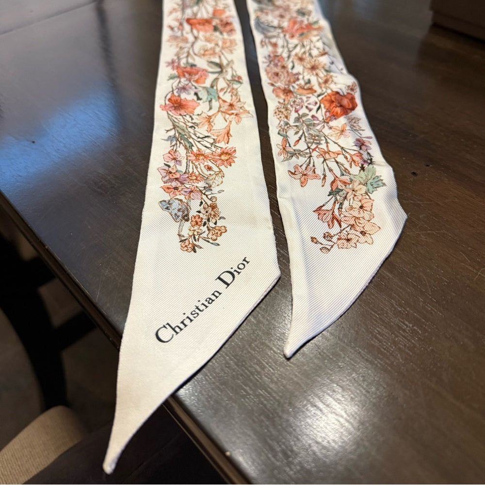Christian Dior Logo and Flowers Mitzah Scarf