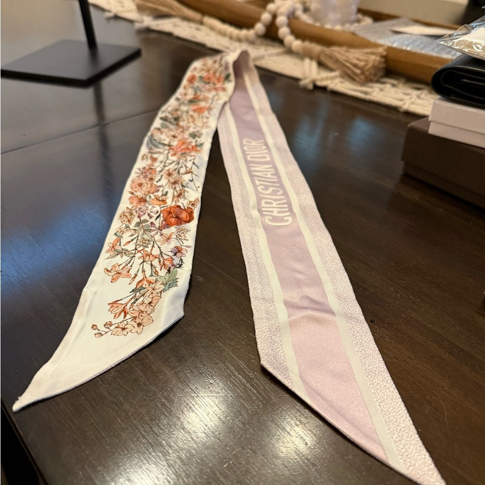 Christian Dior Logo and Flowers Mitzah Scarf