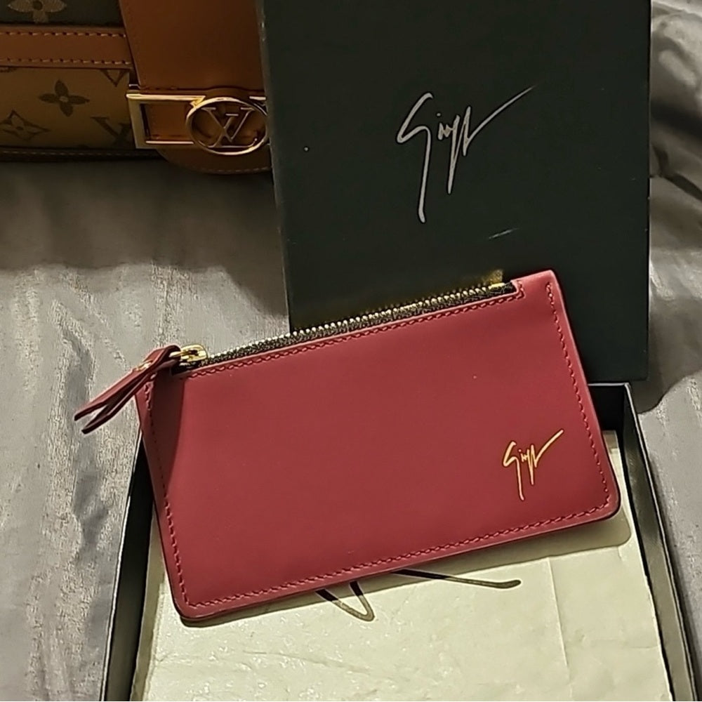 NIB Giuseppe Zanotti Bordeaux Card Holder Wallet.