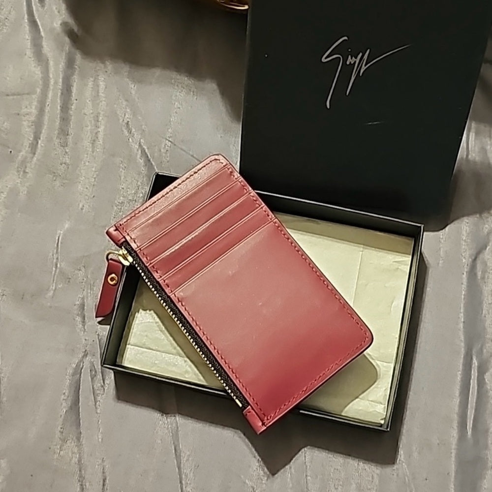 NIB Giuseppe Zanotti Bordeaux Card Holder Wallet.