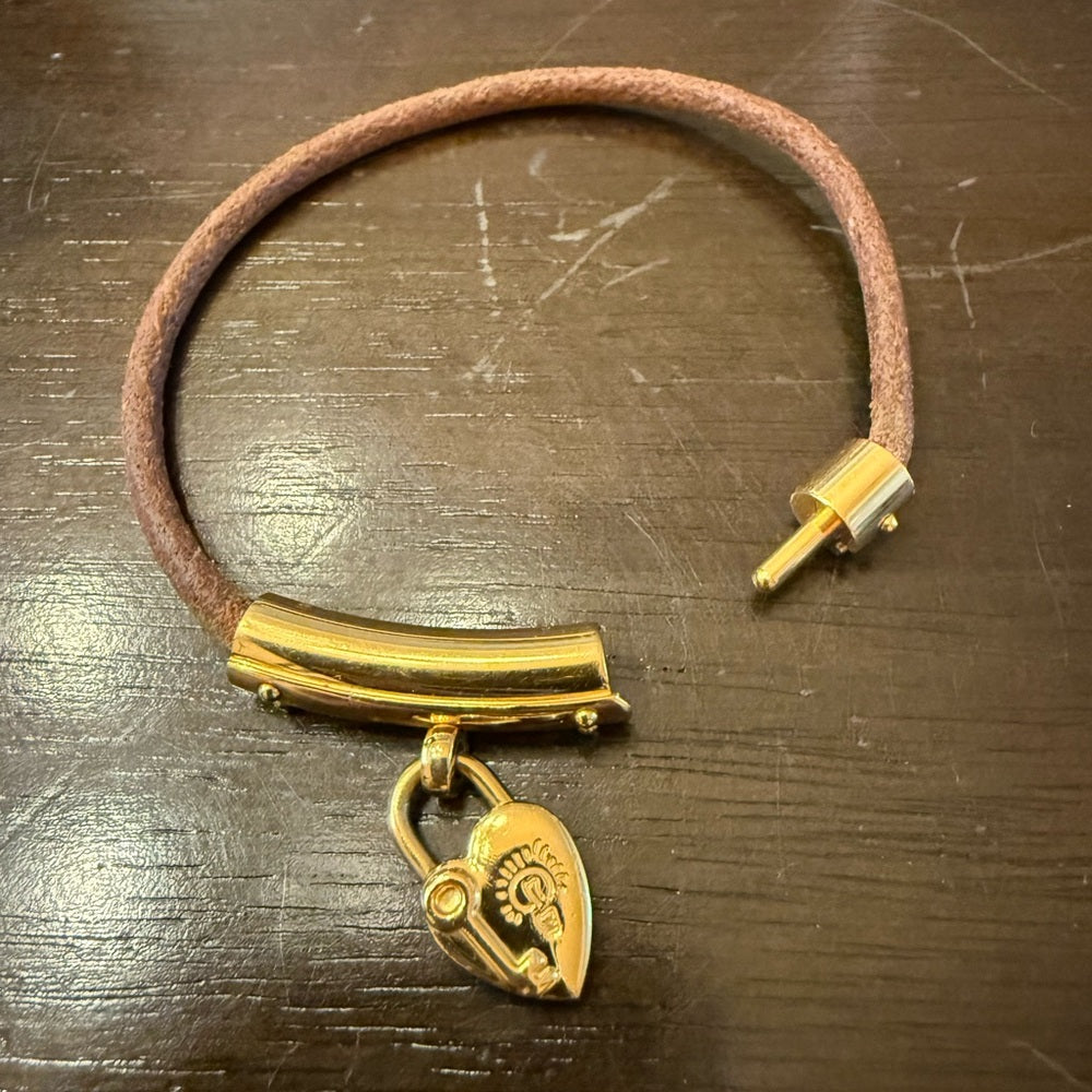 Hermes Viviride Fantasy Leather Heart Cadena Bracelet