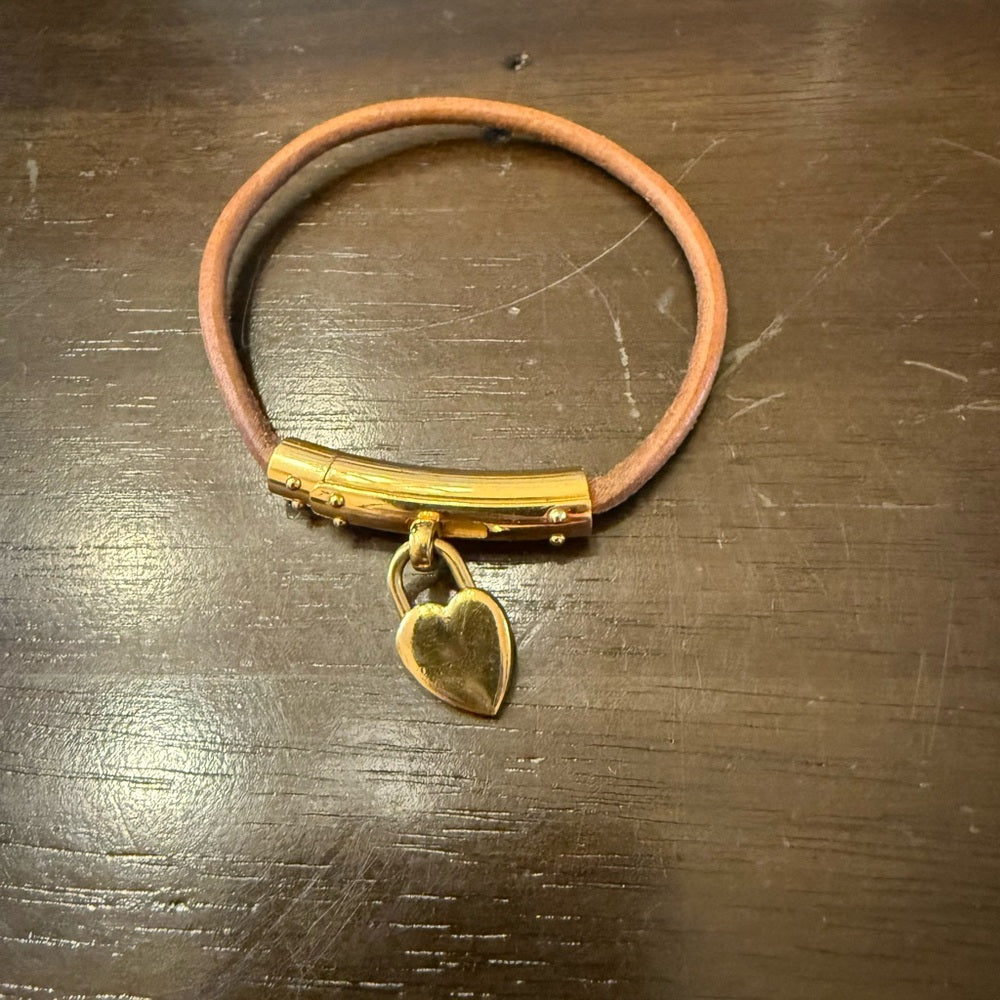 Hermes Viviride Fantasy Leather Heart Cadena Bracelet