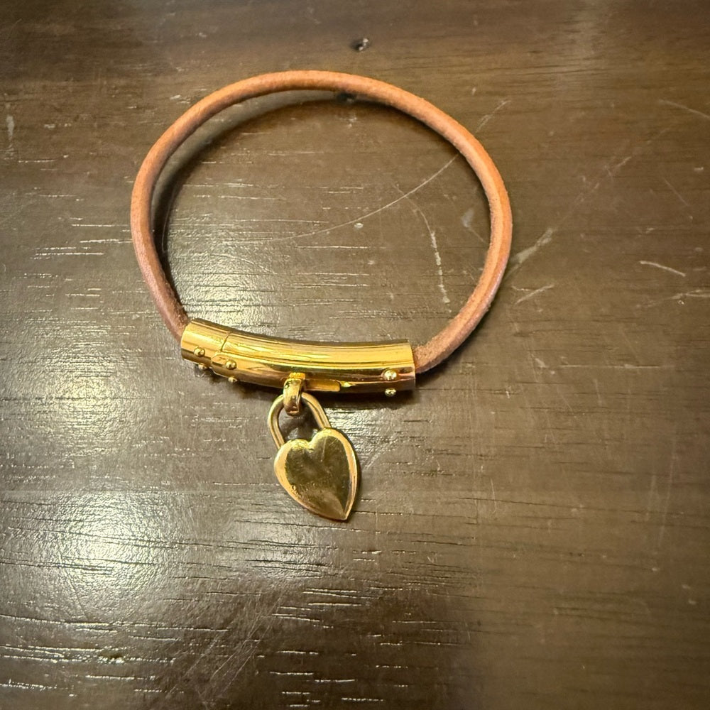 Hermes Viviride Fantasy Leather Heart Cadena Bracelet