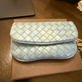 Bottega Veneta Blue Gold Gilt Hardware Wristlet Wallet