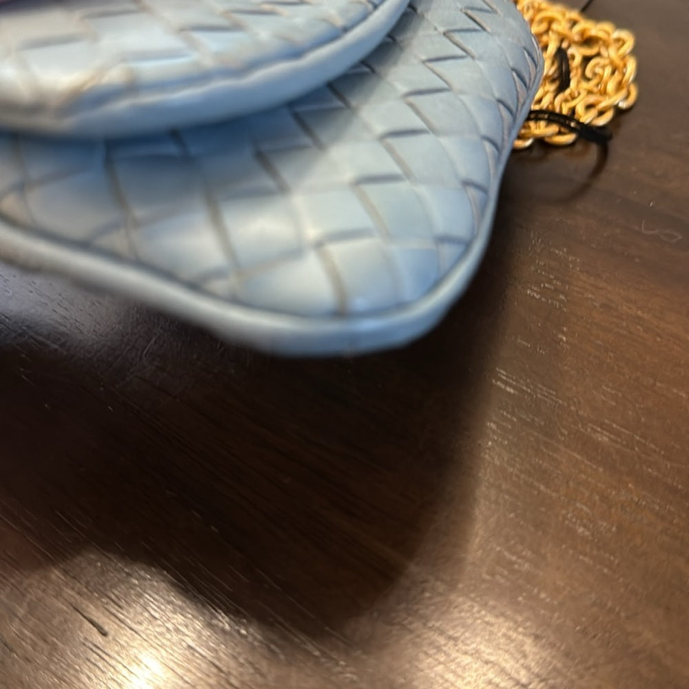 Bottega Veneta Blue Gold Gilt Hardware Wristlet Wallet