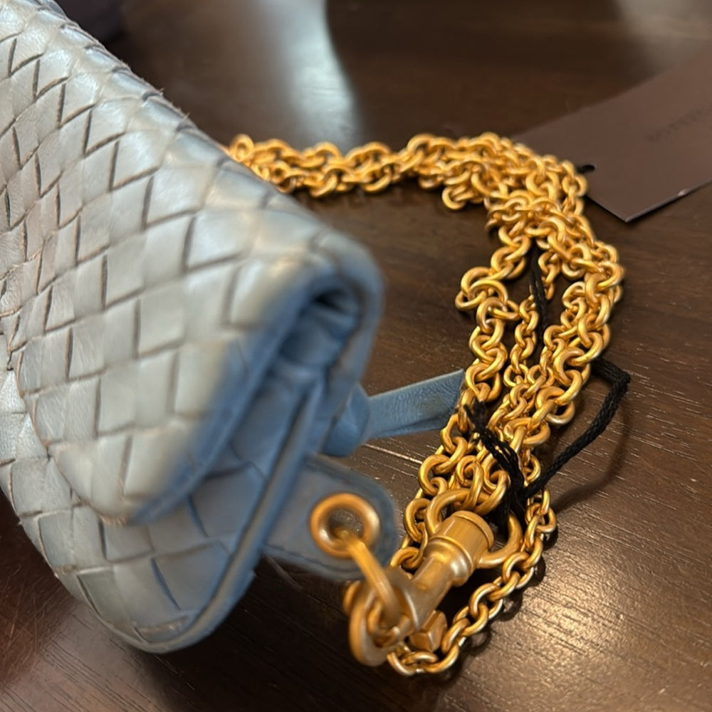 Bottega Veneta Blue Gold Gilt Hardware Wristlet Wallet