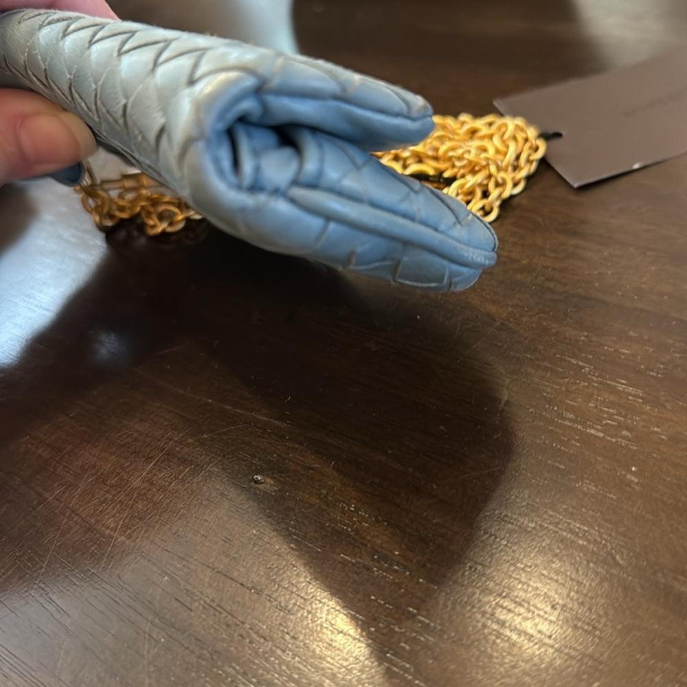 Bottega Veneta Blue Gold Gilt Hardware Wristlet Wallet