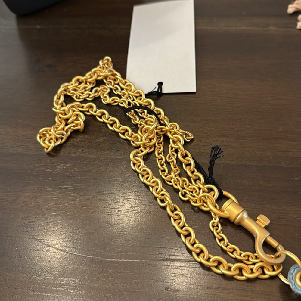 Bottega Veneta Blue Gold Gilt Hardware Wristlet Wallet