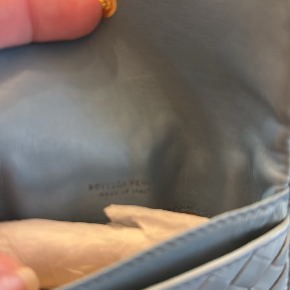 Bottega Veneta Blue Gold Gilt Hardware Wristlet Wallet