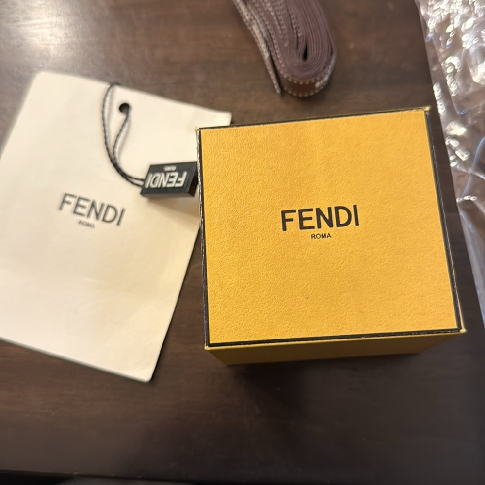 FENDI F is Fendi Rhinestone Silver Tone Pierced Earrings