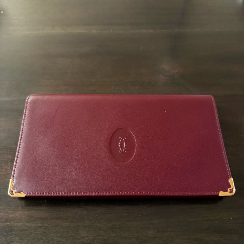Cartier Leather Wallet with Gold Details