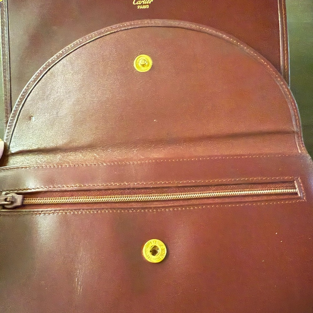 Cartier Leather Wallet with Gold Details