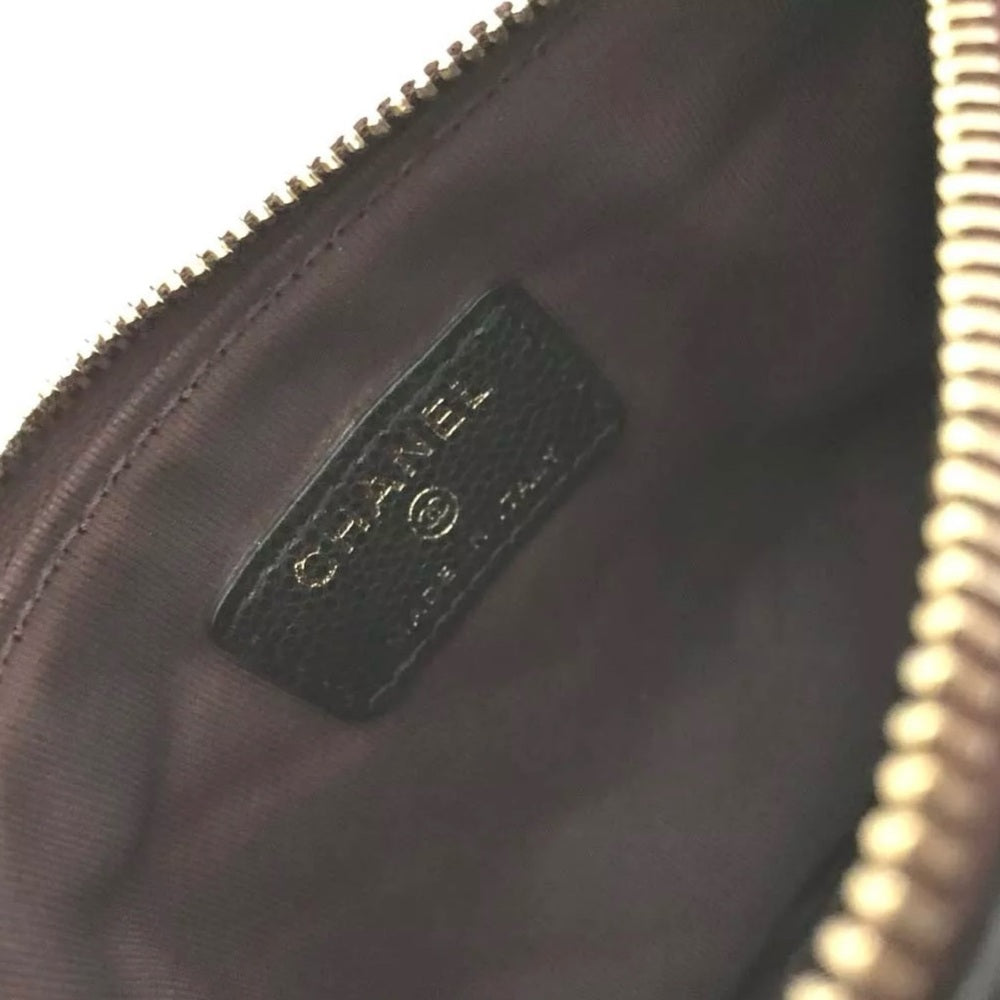 CHANEL CC Logo V Stitch Leather Pouch