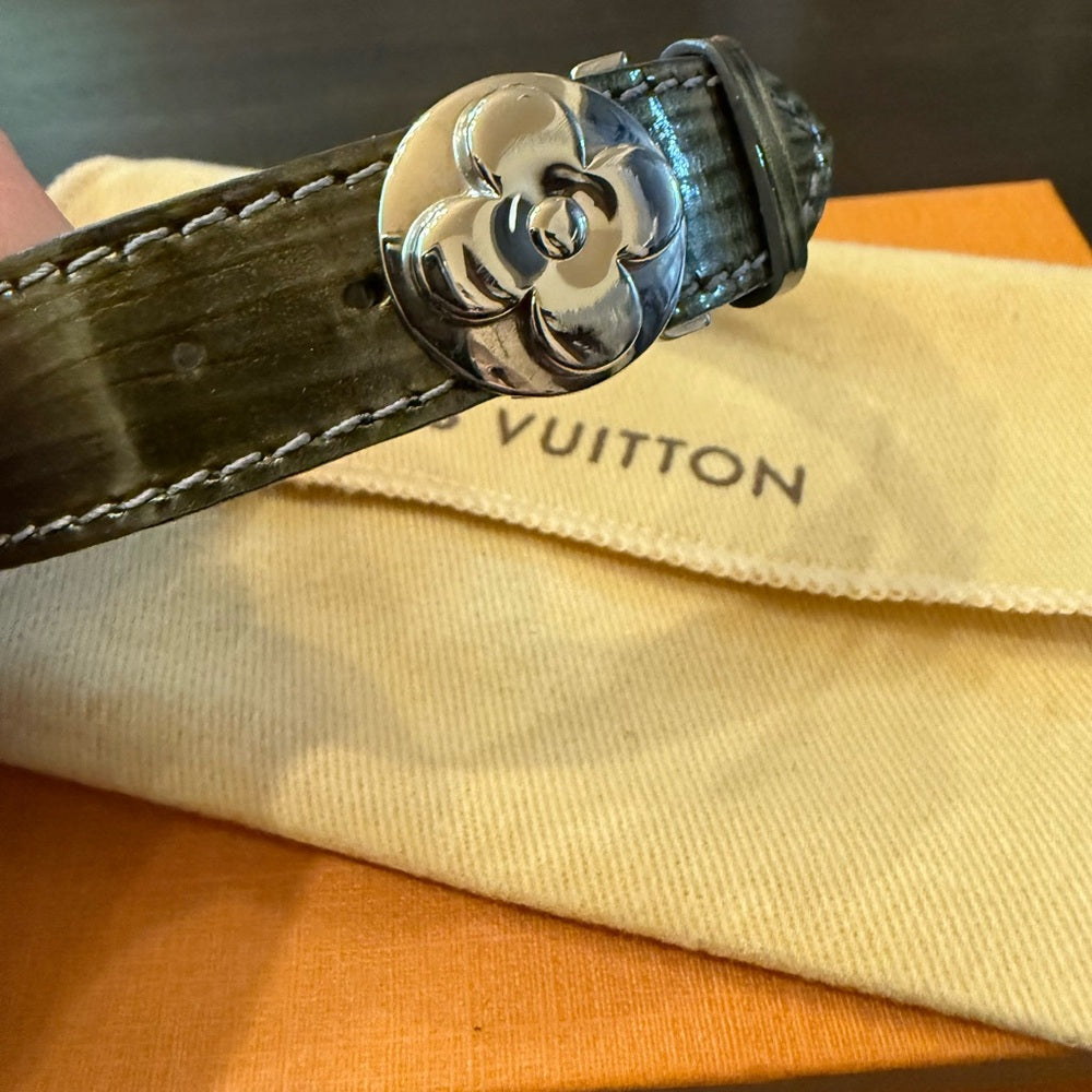 LOUIS VUITTON EPI VERNIS OLIVE GREEN WISH BRACELET