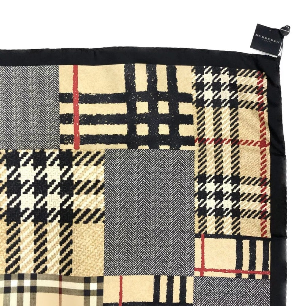 New Burberry Black Nova Check 100% Silk Scarf