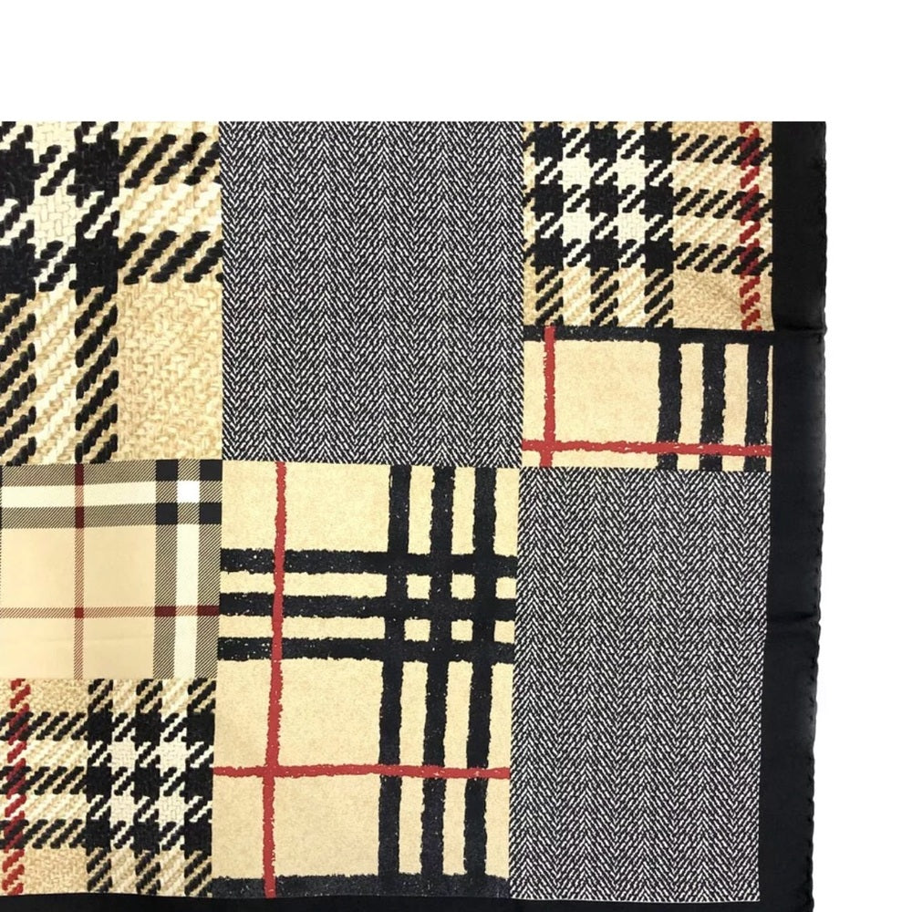 New Burberry Black Nova Check 100% Silk Scarf