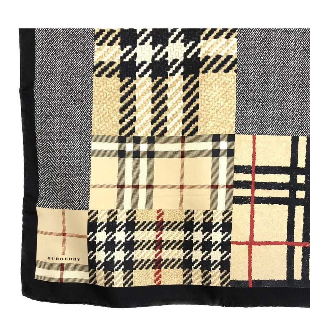 New Burberry Black Nova Check 100% Silk Scarf
