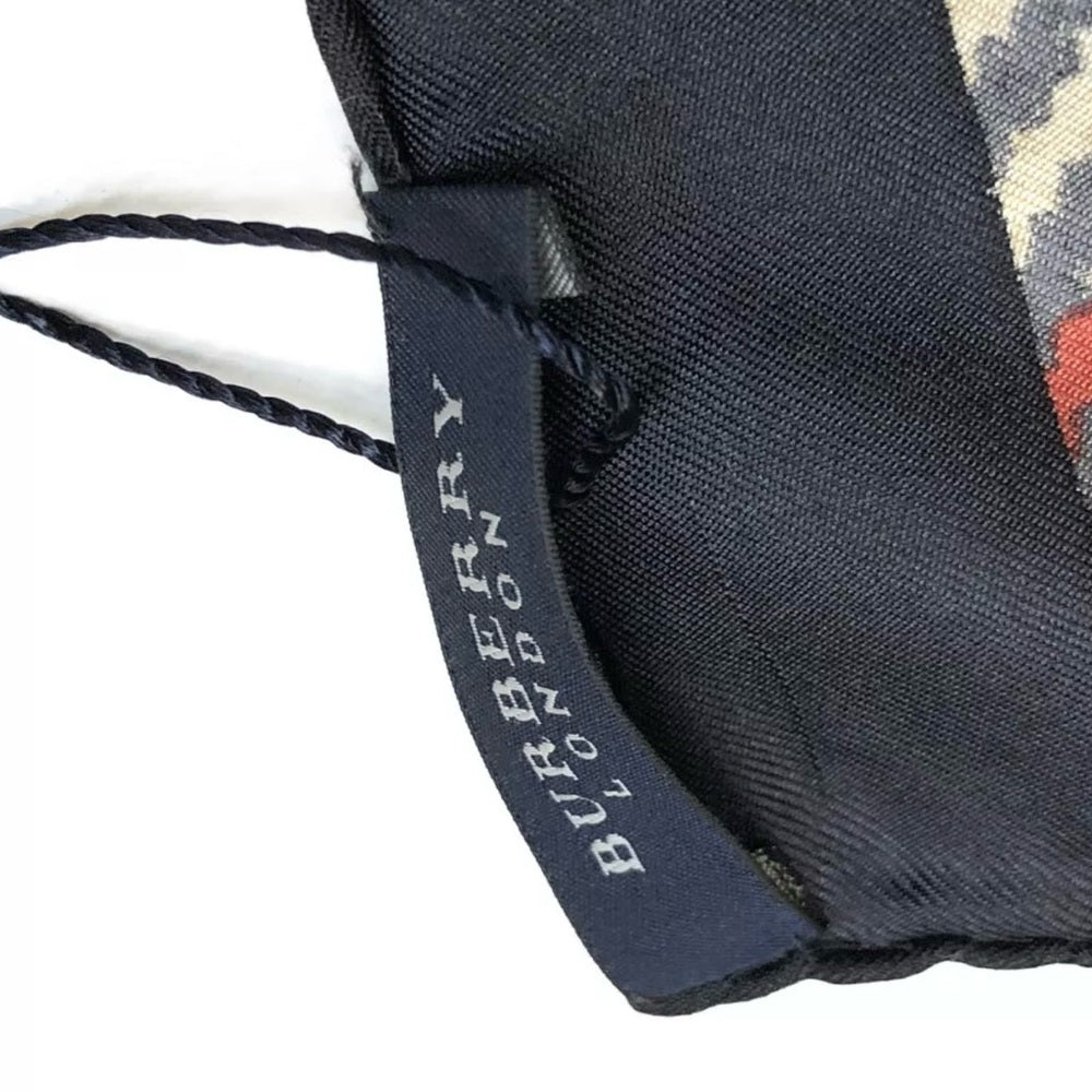 New Burberry Black Nova Check 100% Silk Scarf