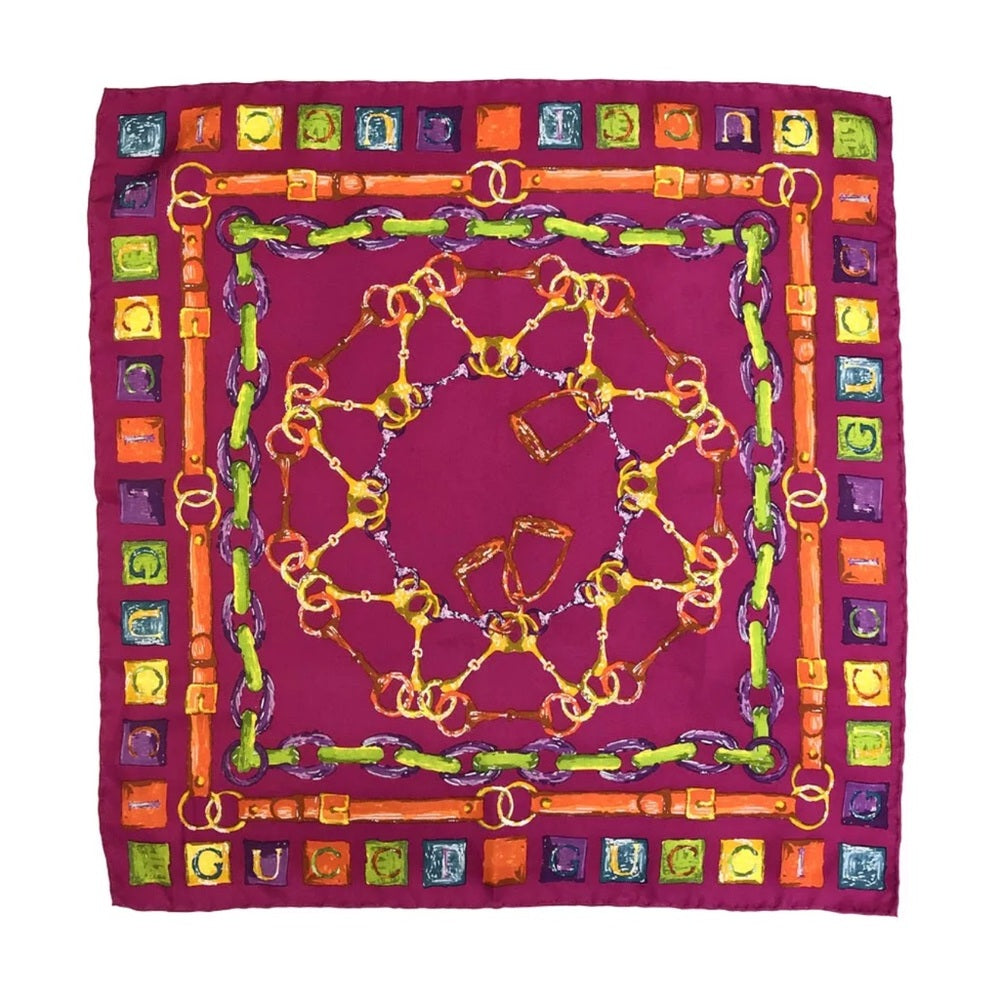 Gucci Logo Horse-bit 100% Silk Scarf