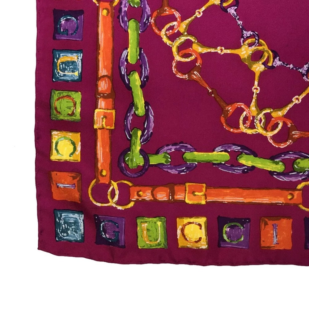 Gucci Logo Horse-bit 100% Silk Scarf