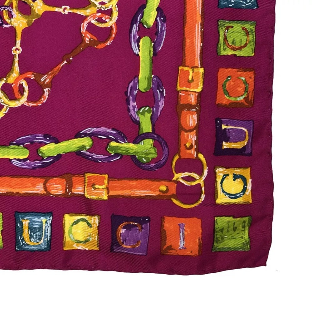 Gucci Logo Horse-bit 100% Silk Scarf