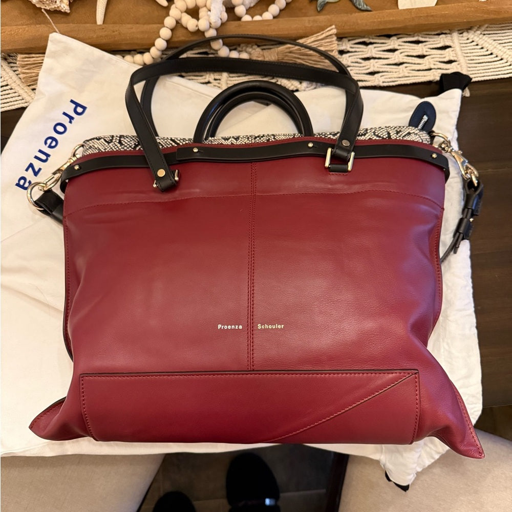 Proenza Schouler Elaphe Red Leather with Python 3 Way Tote