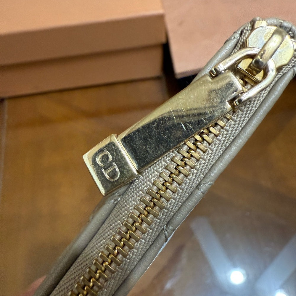 Dior Cannage Quilted Tan Card Wallet