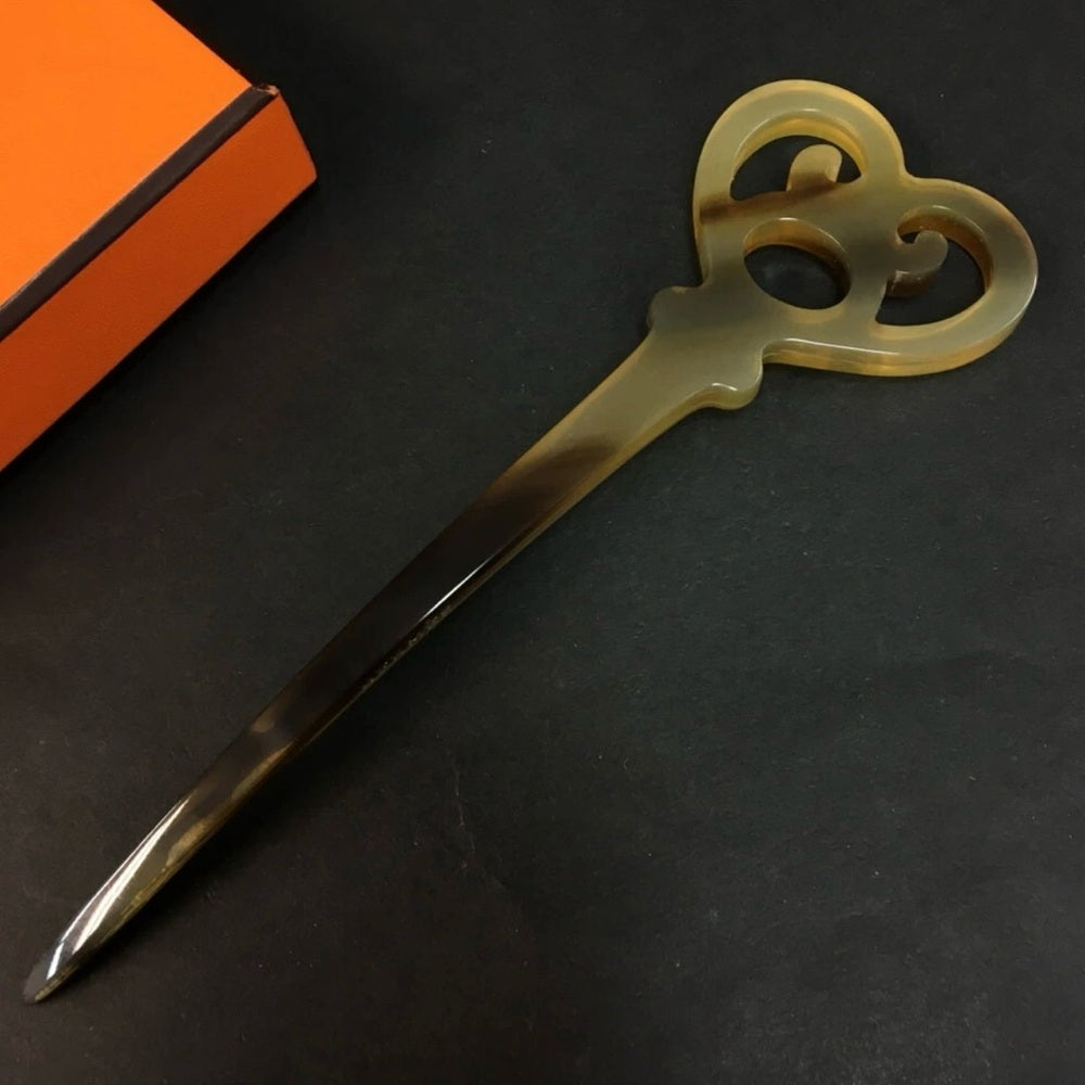 Hermes RARE Buffalo Horn Heart Shaped Hair Accessory