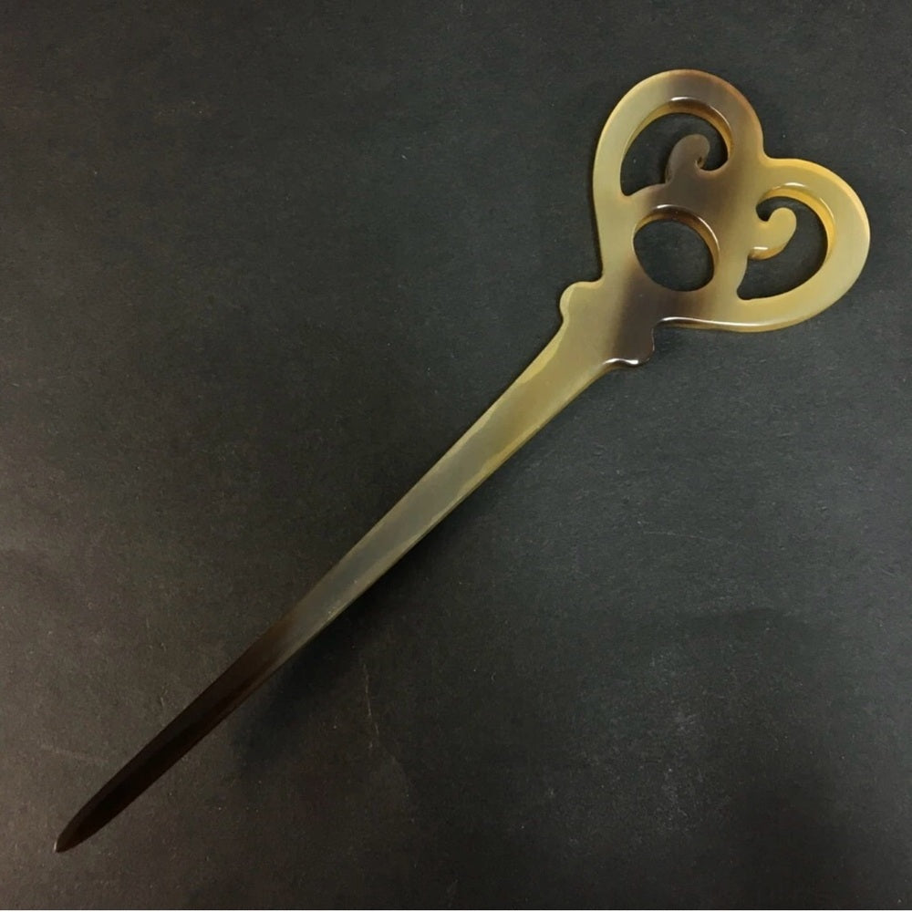 Hermes RARE Buffalo Horn Heart Shaped Hair Accessory
