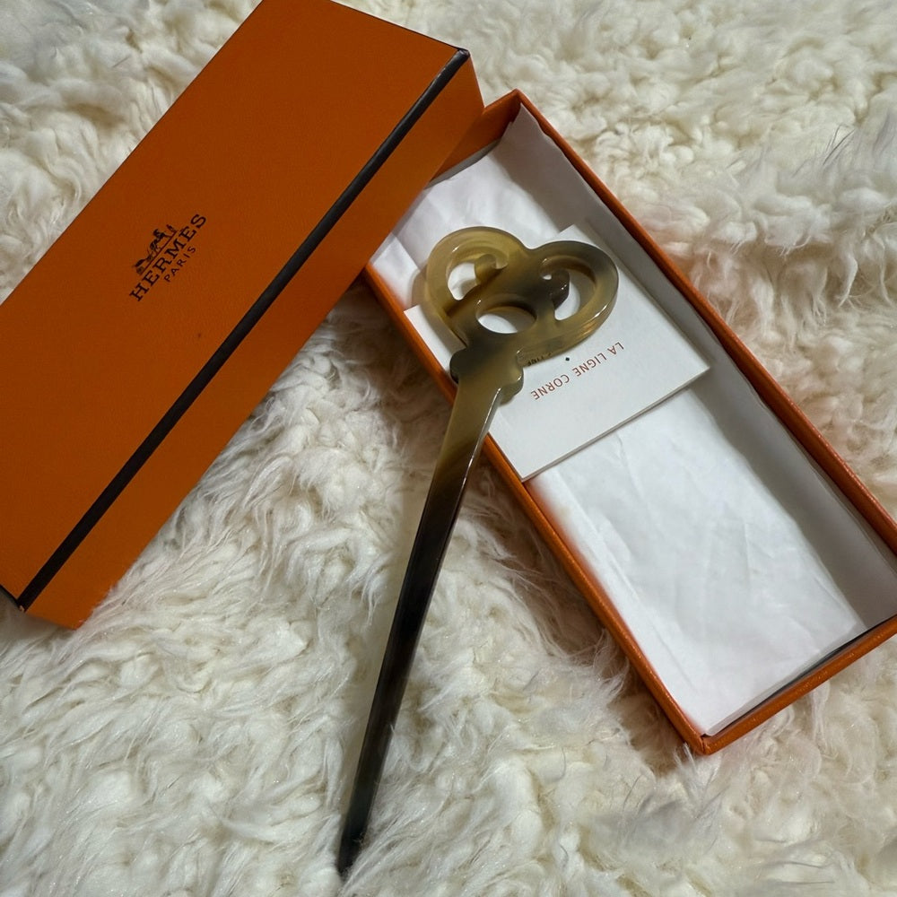 Hermes RARE Buffalo Horn Heart Shaped Hair Accessory