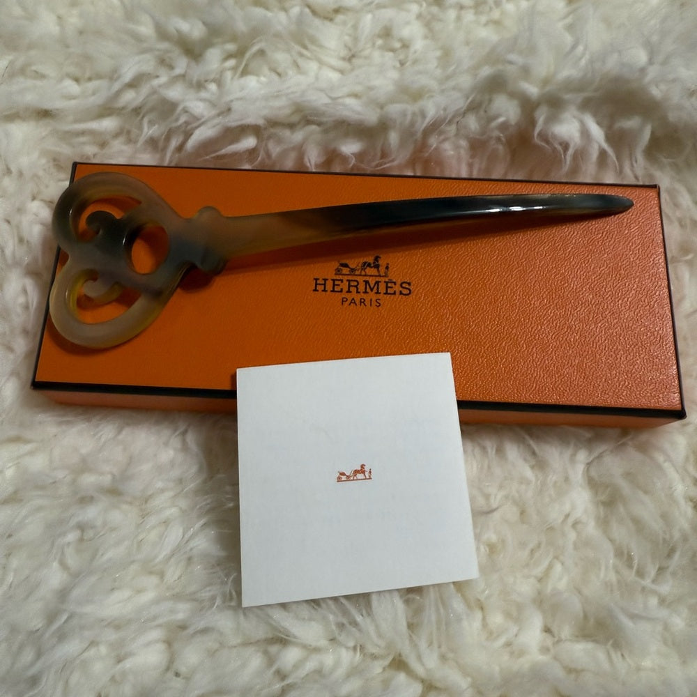 Hermes RARE Buffalo Horn Heart Shaped Hair Accessory