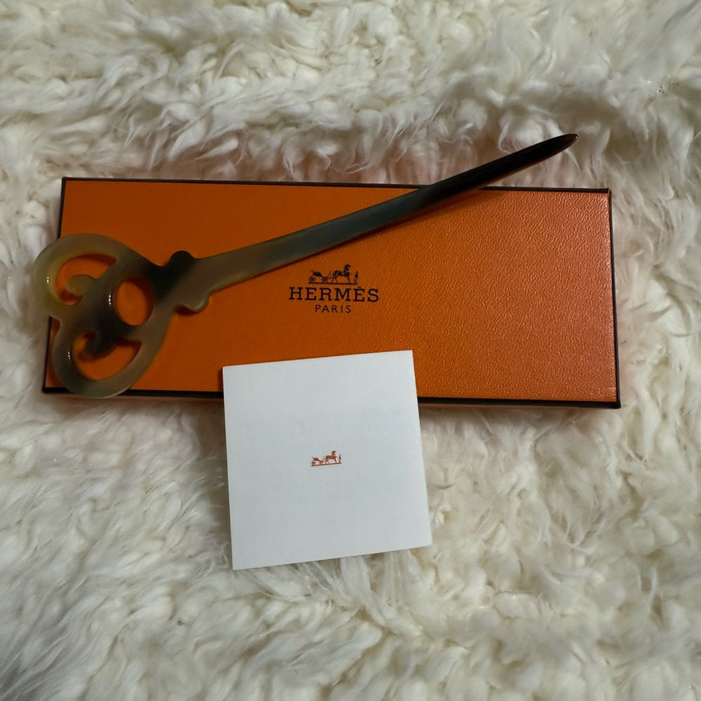 Hermes RARE Buffalo Horn Heart Shaped Hair Accessory