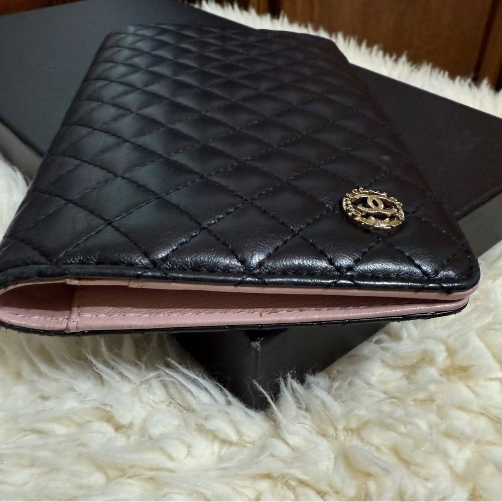 Chanel Lambskin Bifold Quilted Matelasse CC Wallet