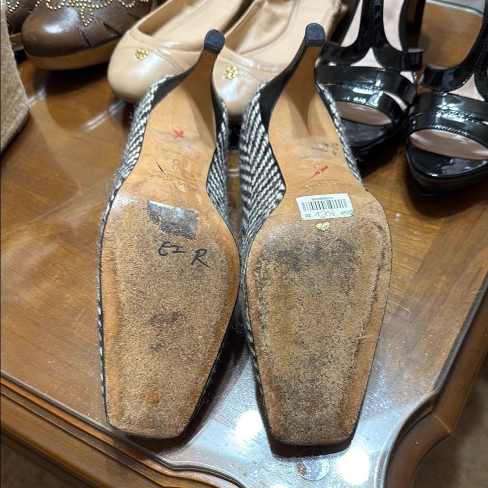 Kate Spade Black and White Tweed Heels Size 8