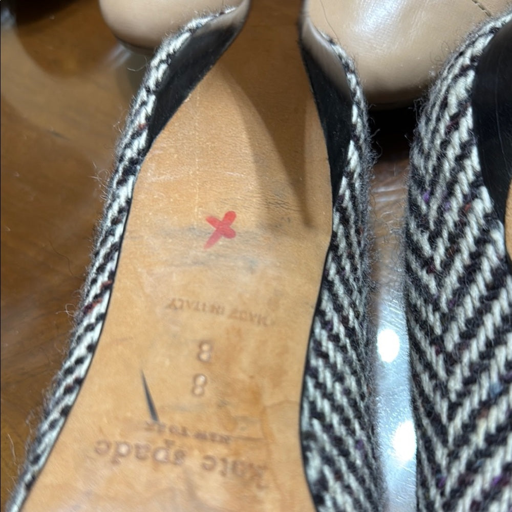 Kate Spade Black and White Tweed Heels Size 8