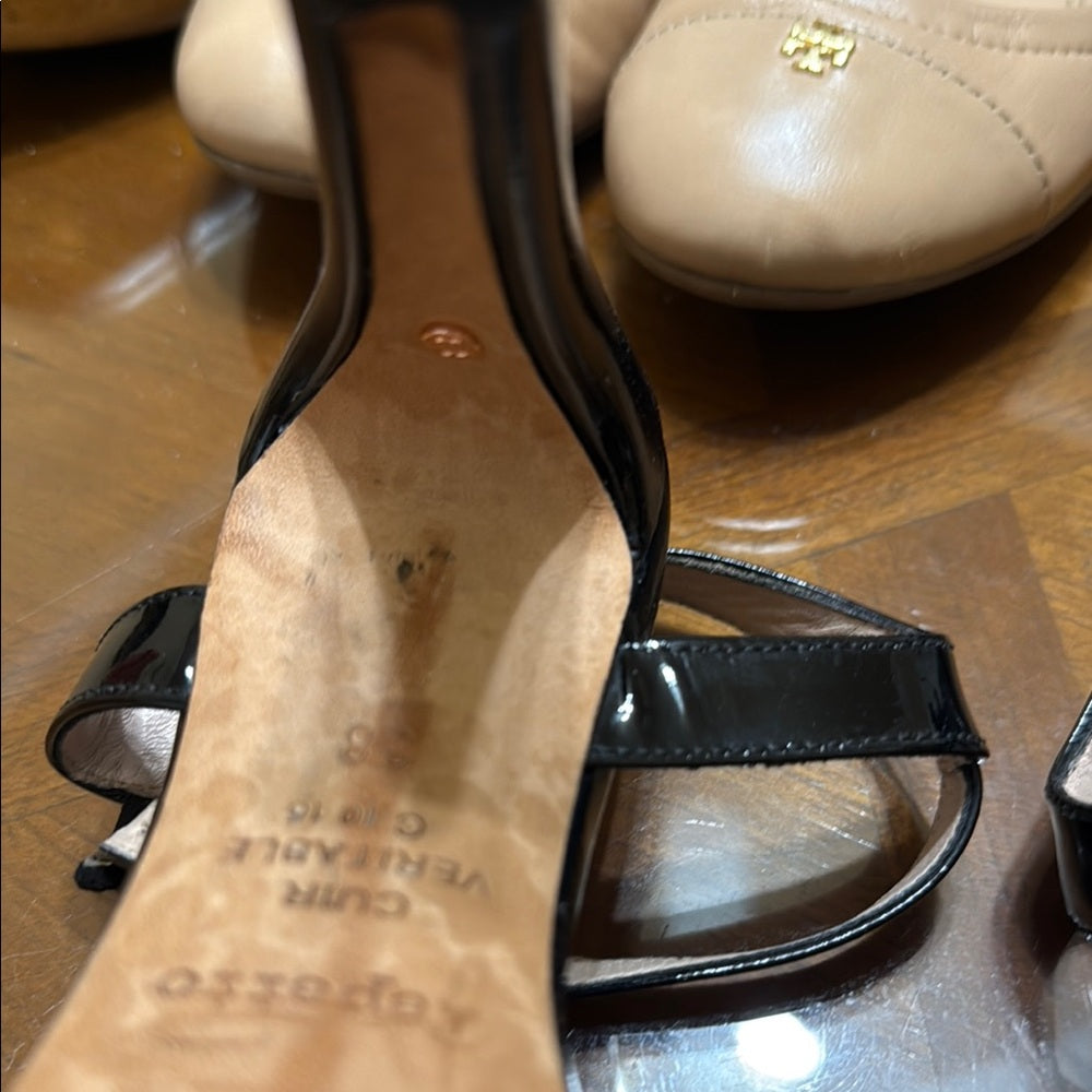 Repetto Black Stiletto Heels with T-Strap Design Size 38/8