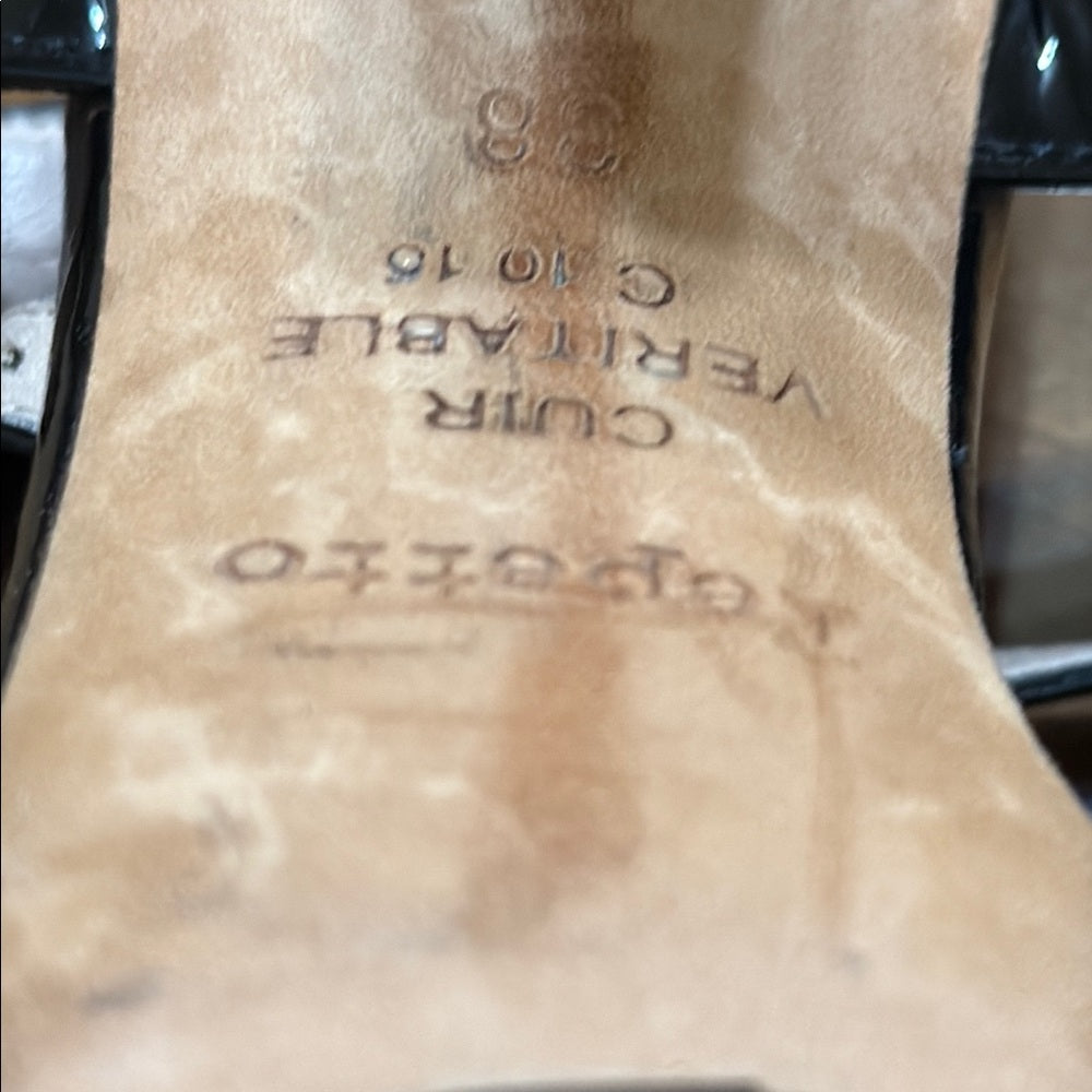 Repetto Black Stiletto Heels with T-Strap Design Size 38/8